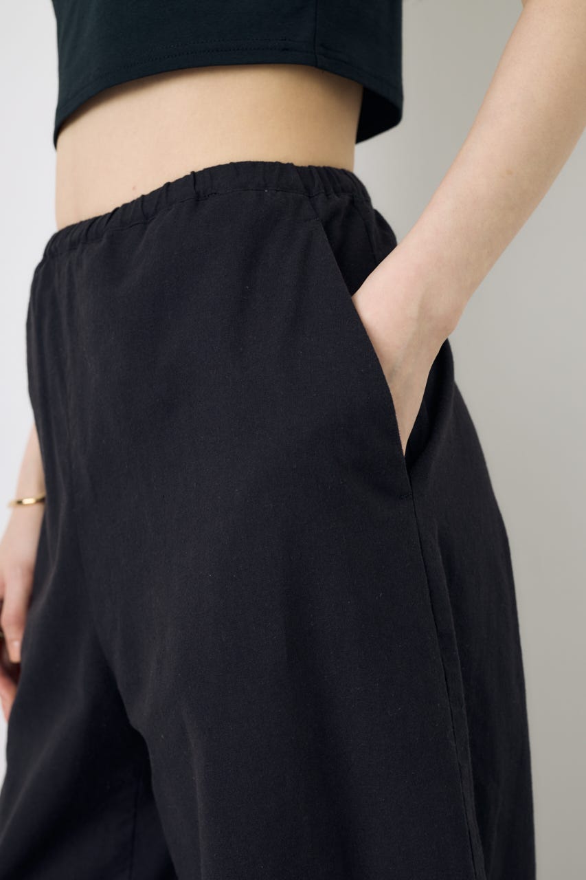 フレンチリネンCOOLMAXイージーパンツ BLK S
