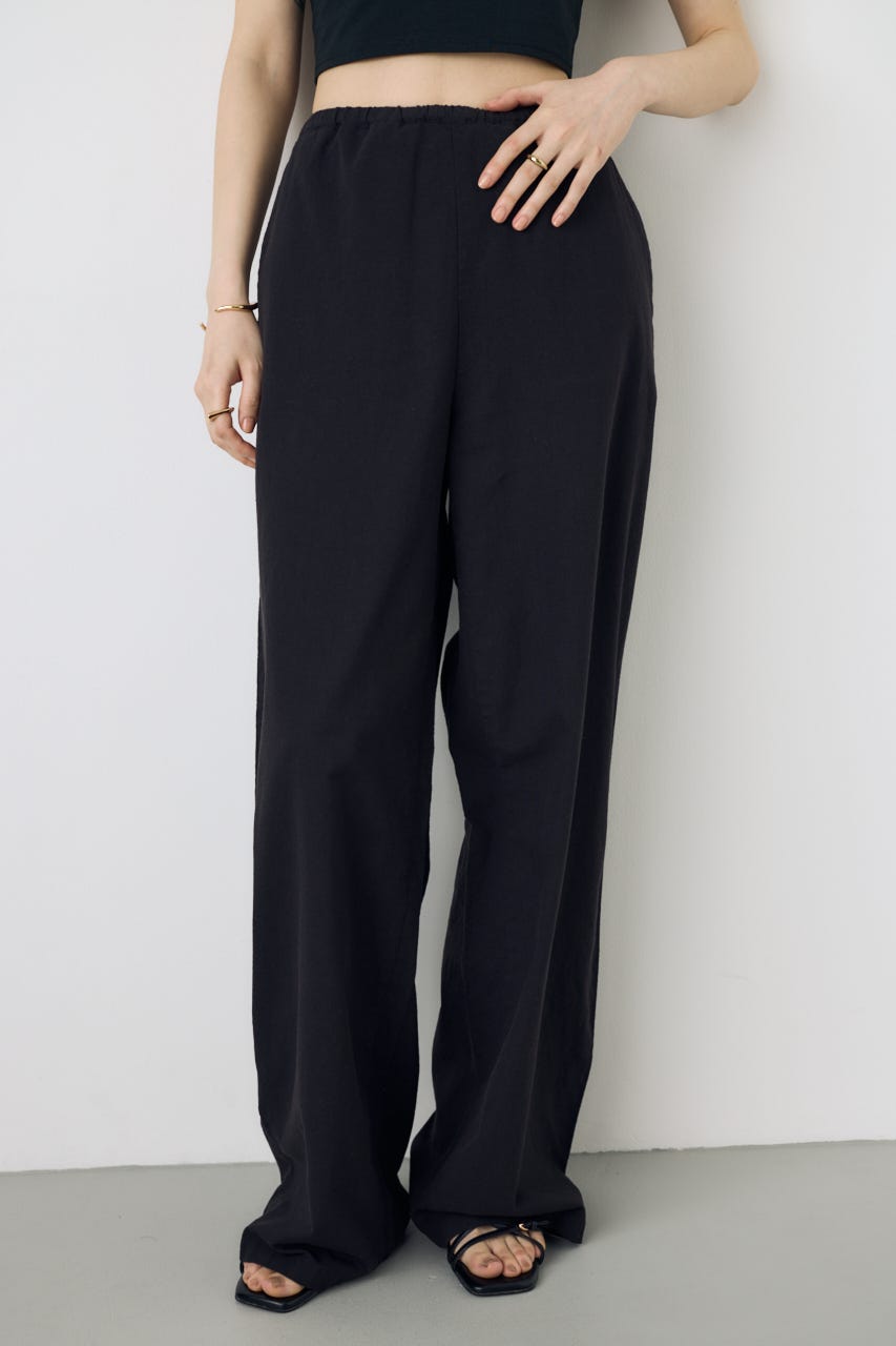 フレンチリネンCOOLMAXイージーパンツ BLK S