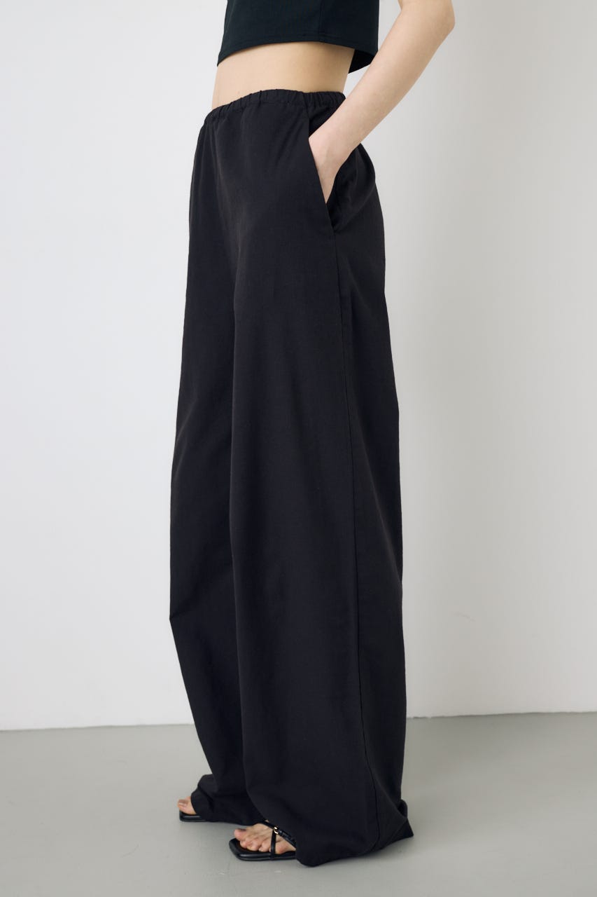 フレンチリネンCOOLMAXイージーパンツ BLK S