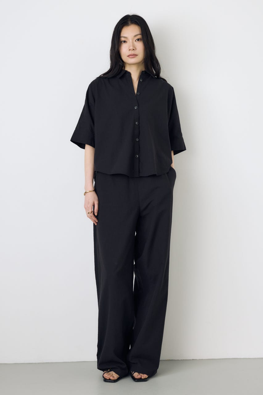 フレンチリネンCOOLMAXイージーパンツ BLK S