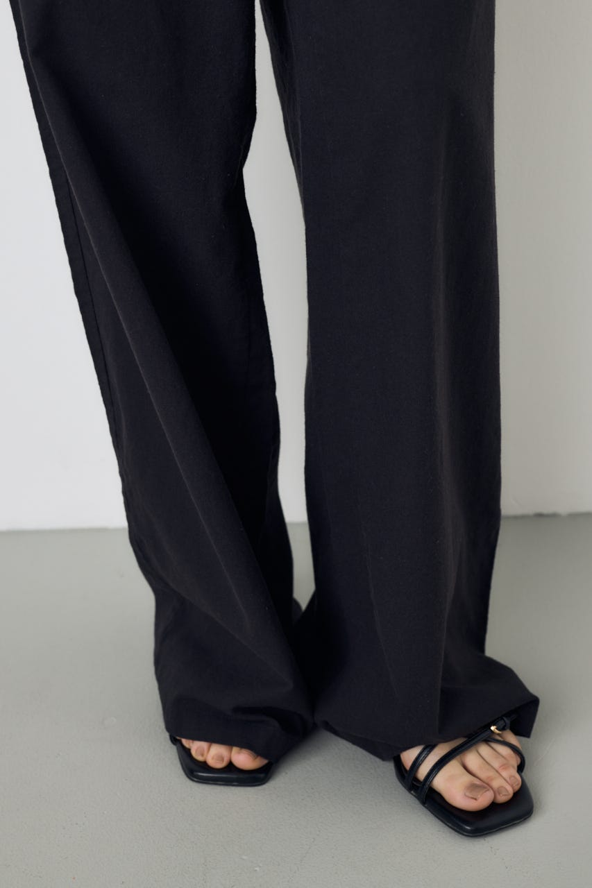 フレンチリネンCOOLMAXイージーパンツ BLK S