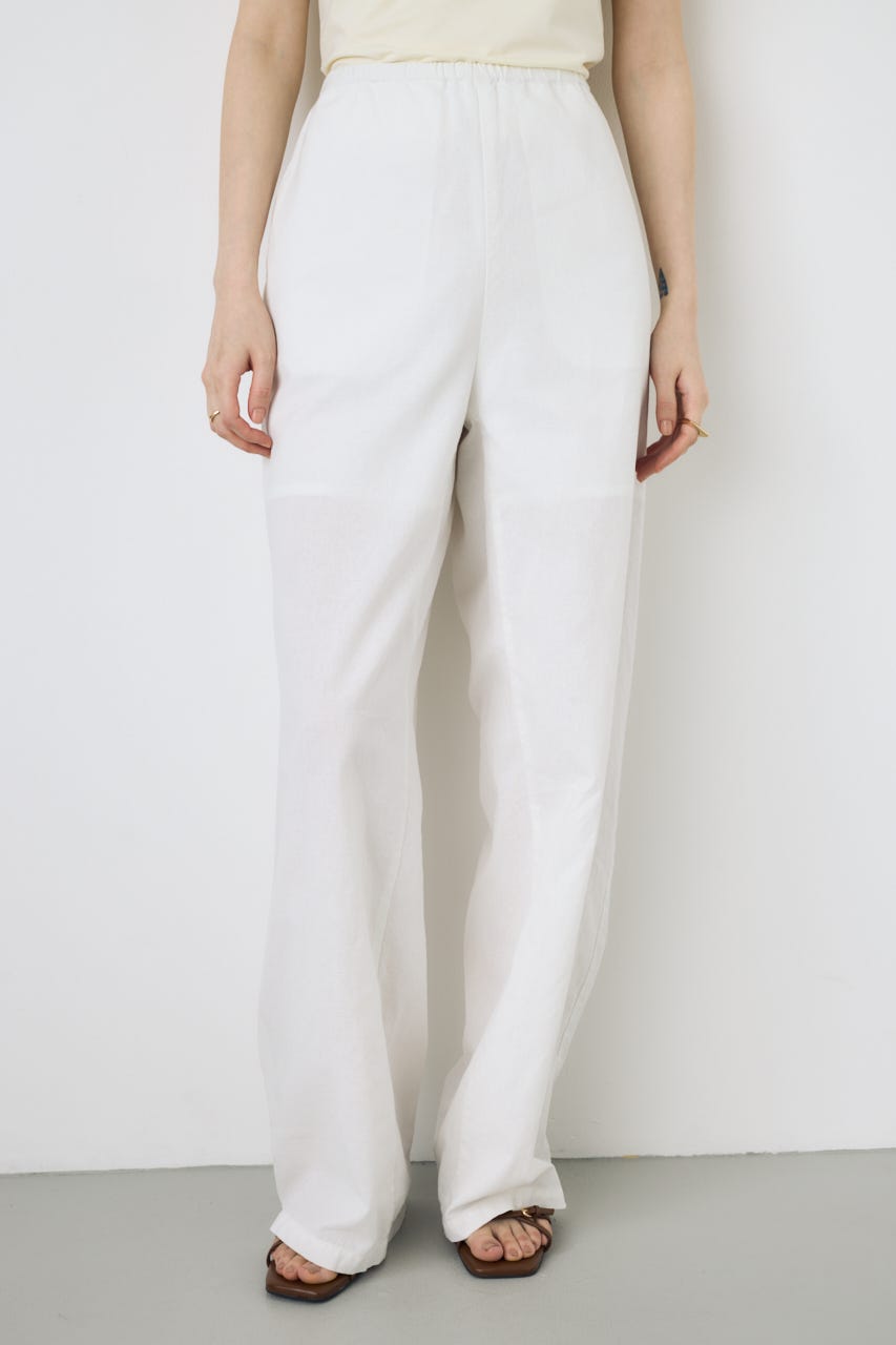 フレンチリネンCOOLMAXイージーパンツ O/WHT S
