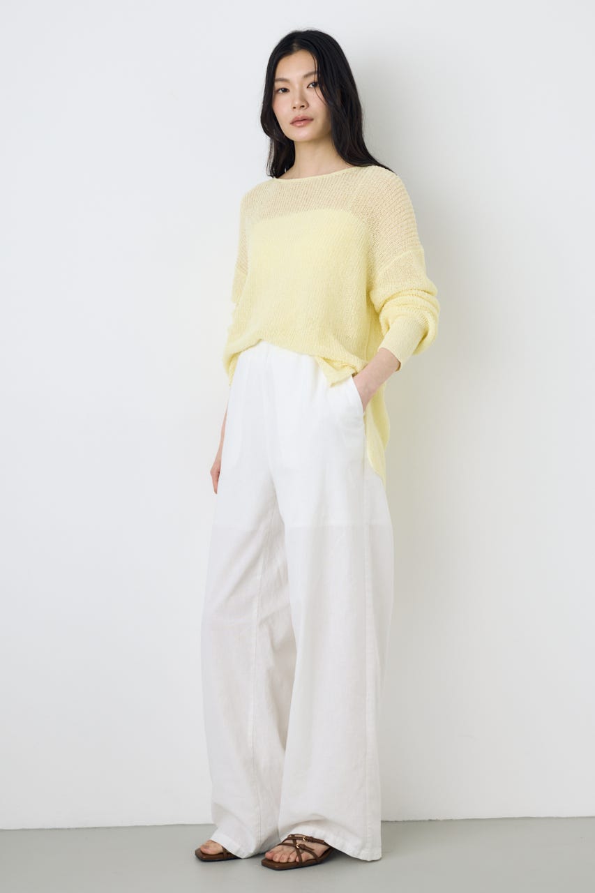 フレンチリネンCOOLMAXイージーパンツ O/WHT S