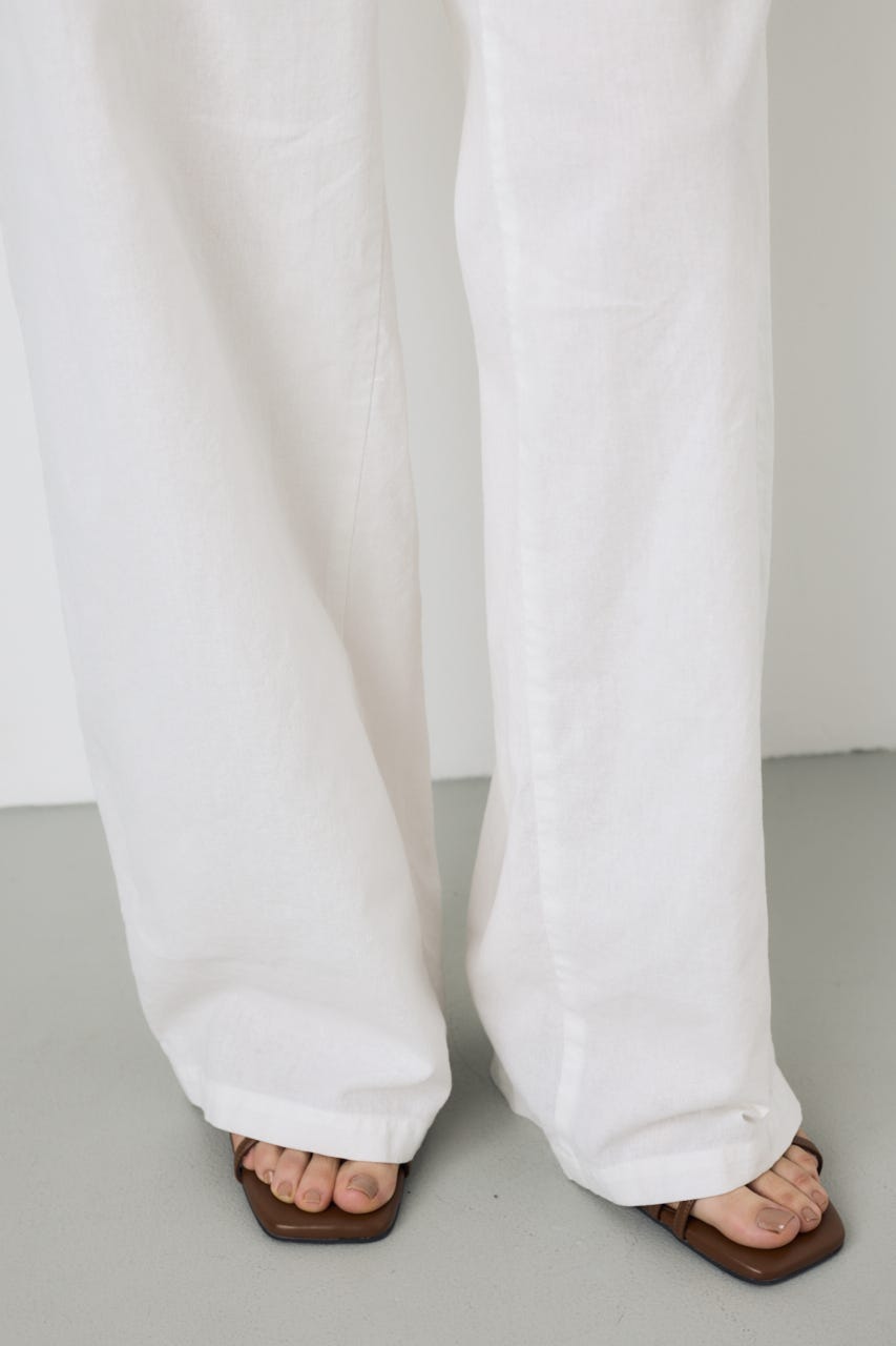 フレンチリネンCOOLMAXイージーパンツ O/WHT S