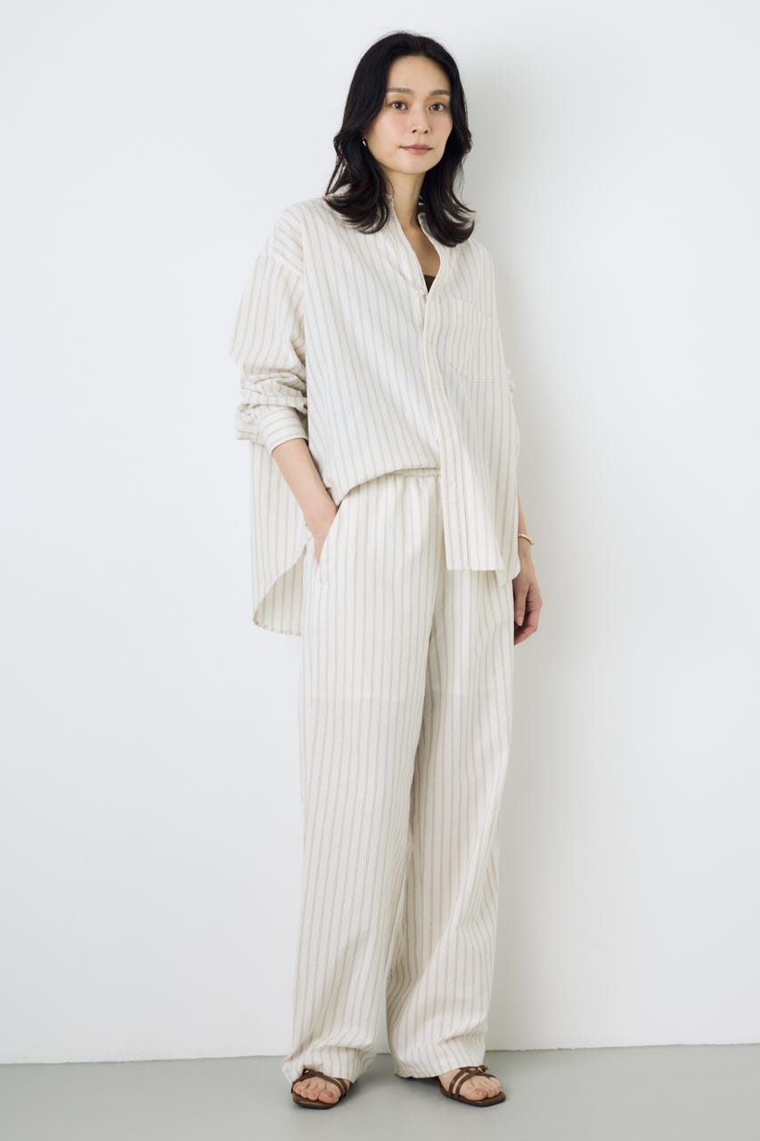 フレンチリネンCOOLMAXイージーパンツ Stripe S