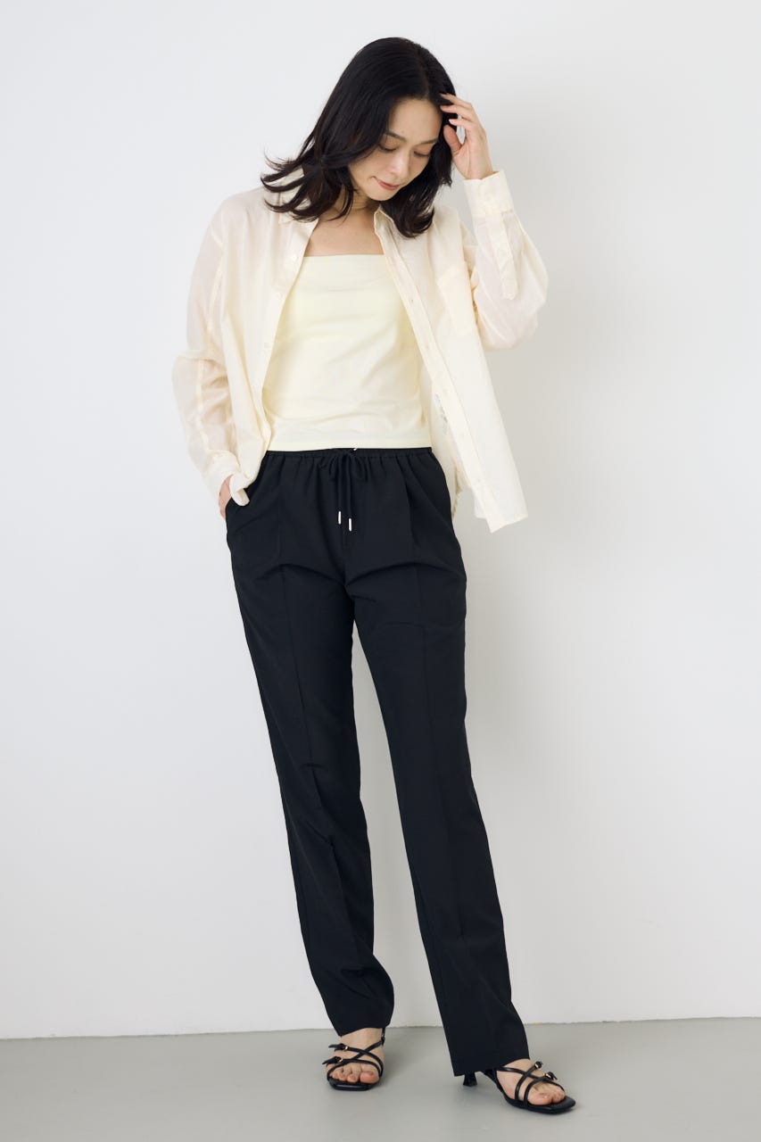 COMFORA AIRピンタックテーパードパンツ BLK M