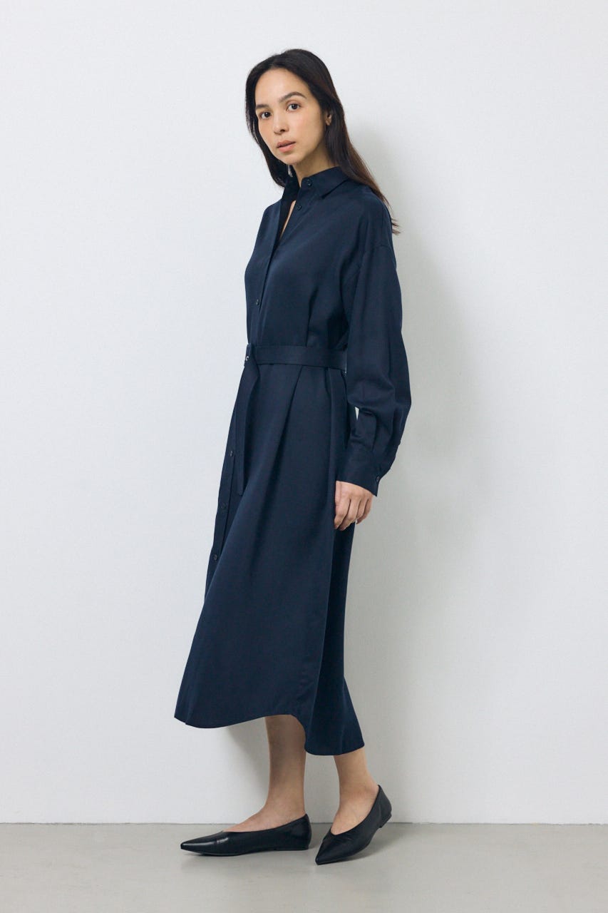 セルロースロングシャツワンピース NVY S