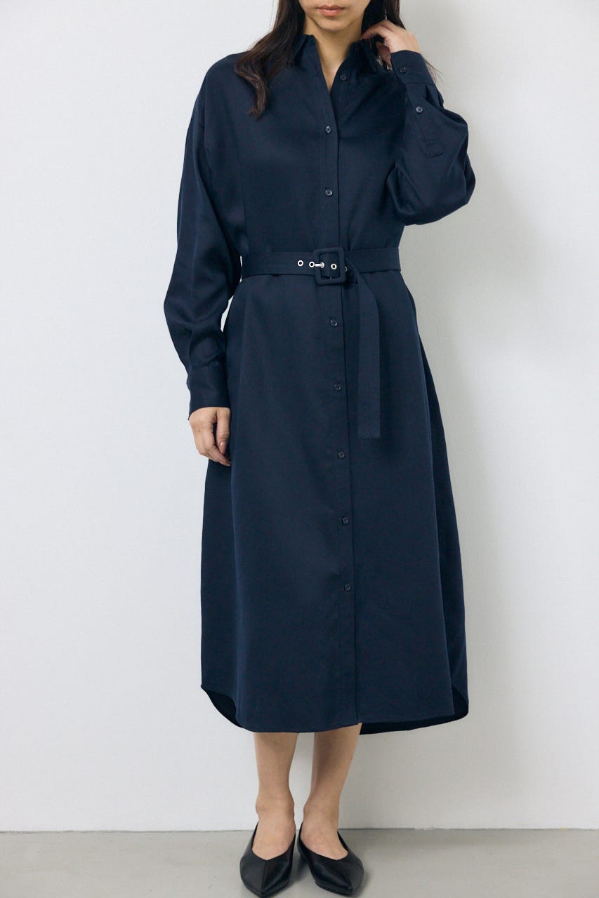 セルロースロングシャツワンピース NVY S
