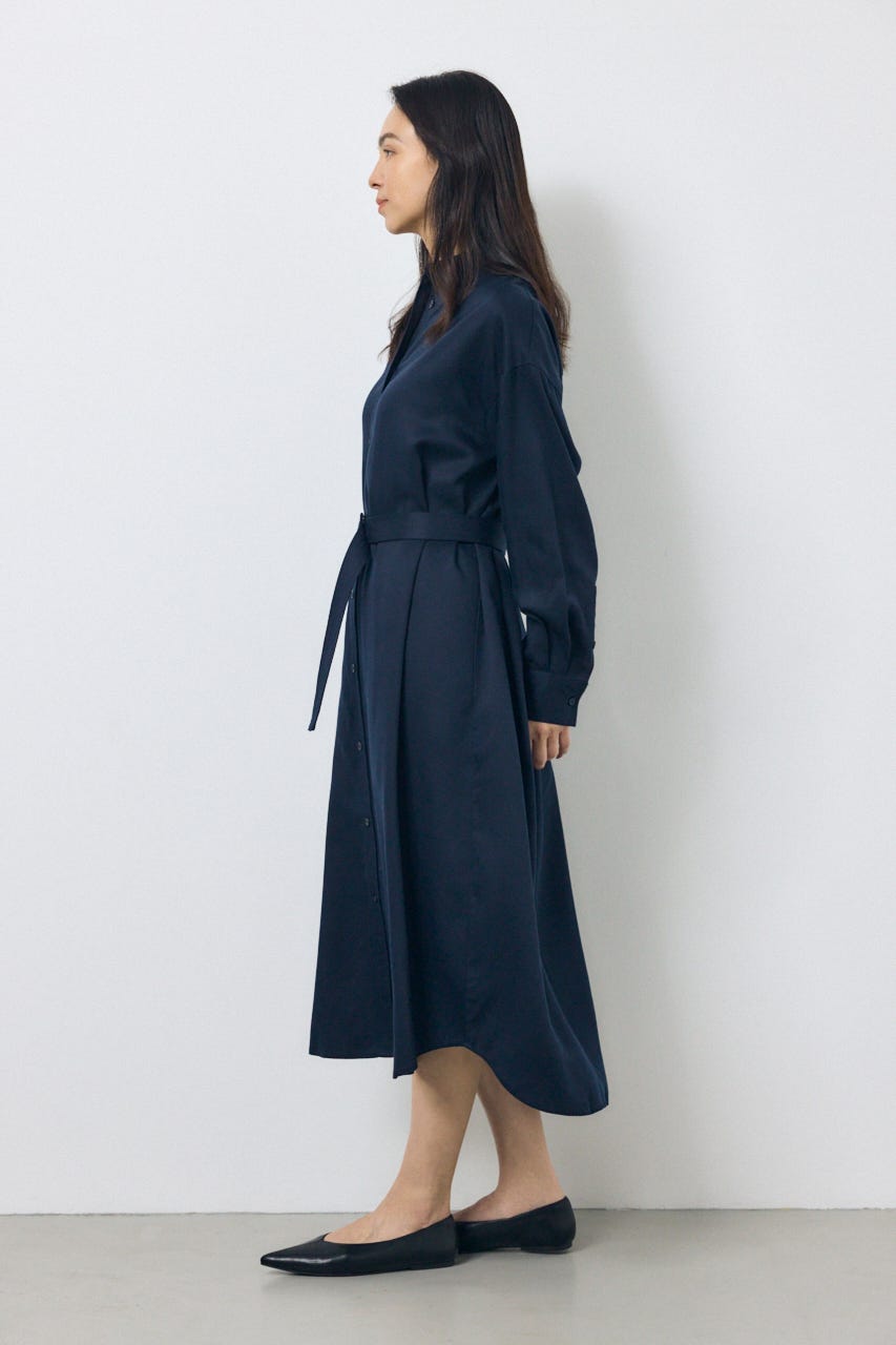セルロースロングシャツワンピース NVY S
