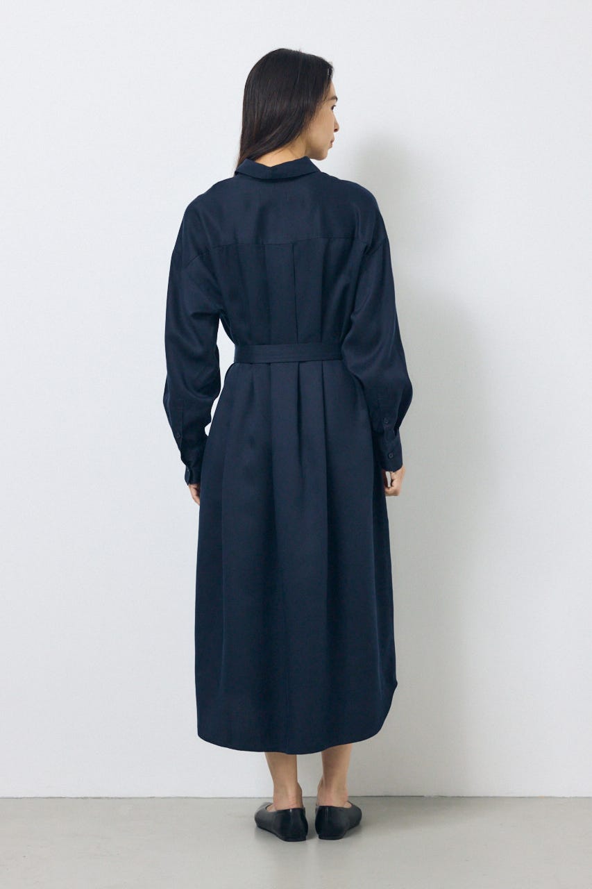 セルロースロングシャツワンピース NVY S