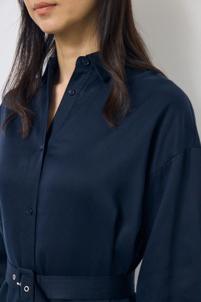 セルロースロングシャツワンピース NVY S