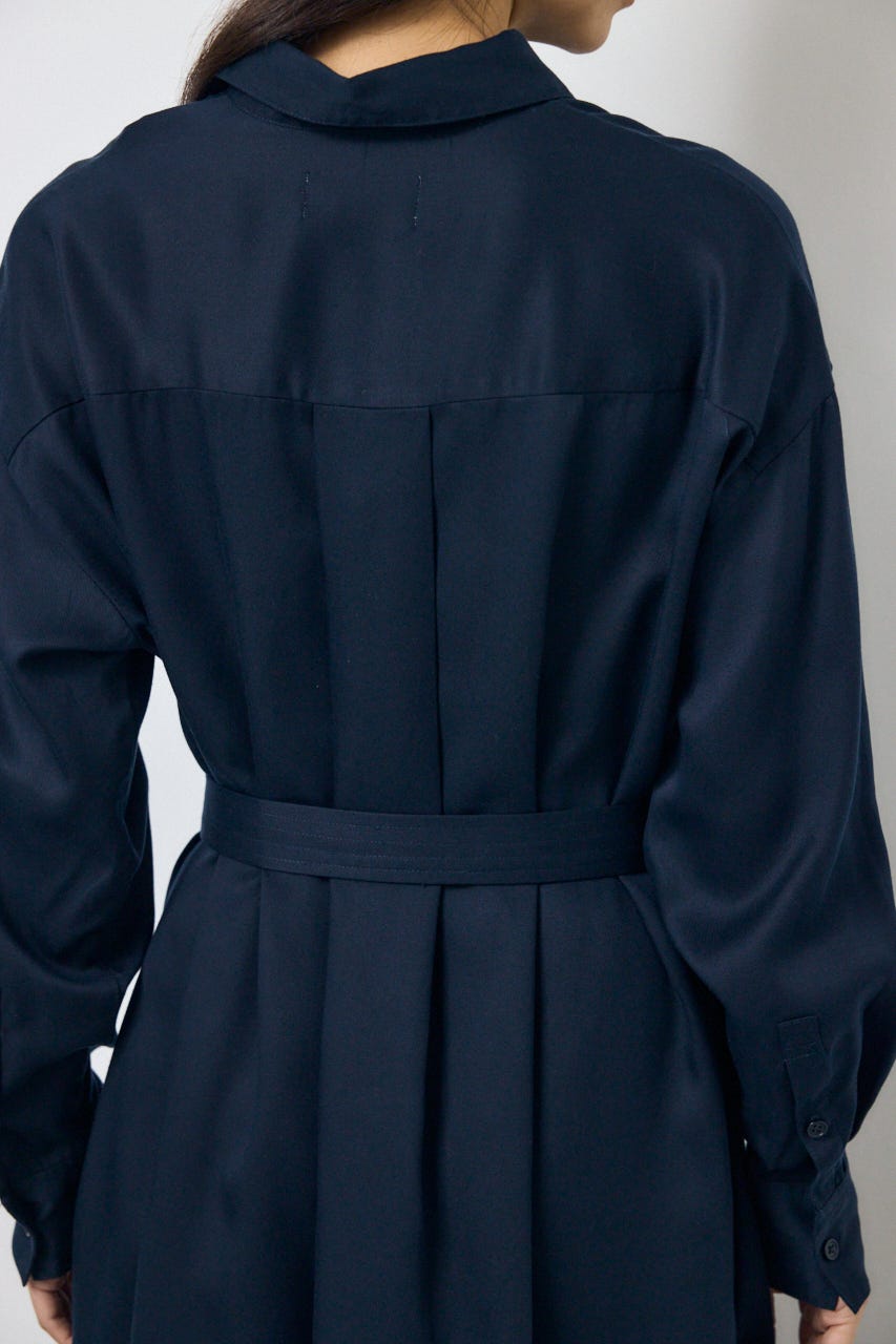 セルロースロングシャツワンピース NVY S