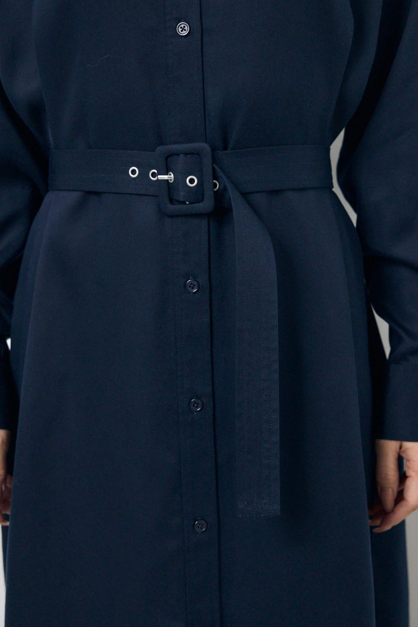 セルロースロングシャツワンピース NVY S