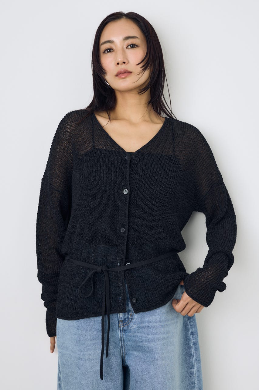 ドライタッチニットVネックカーディガン BLK FREE