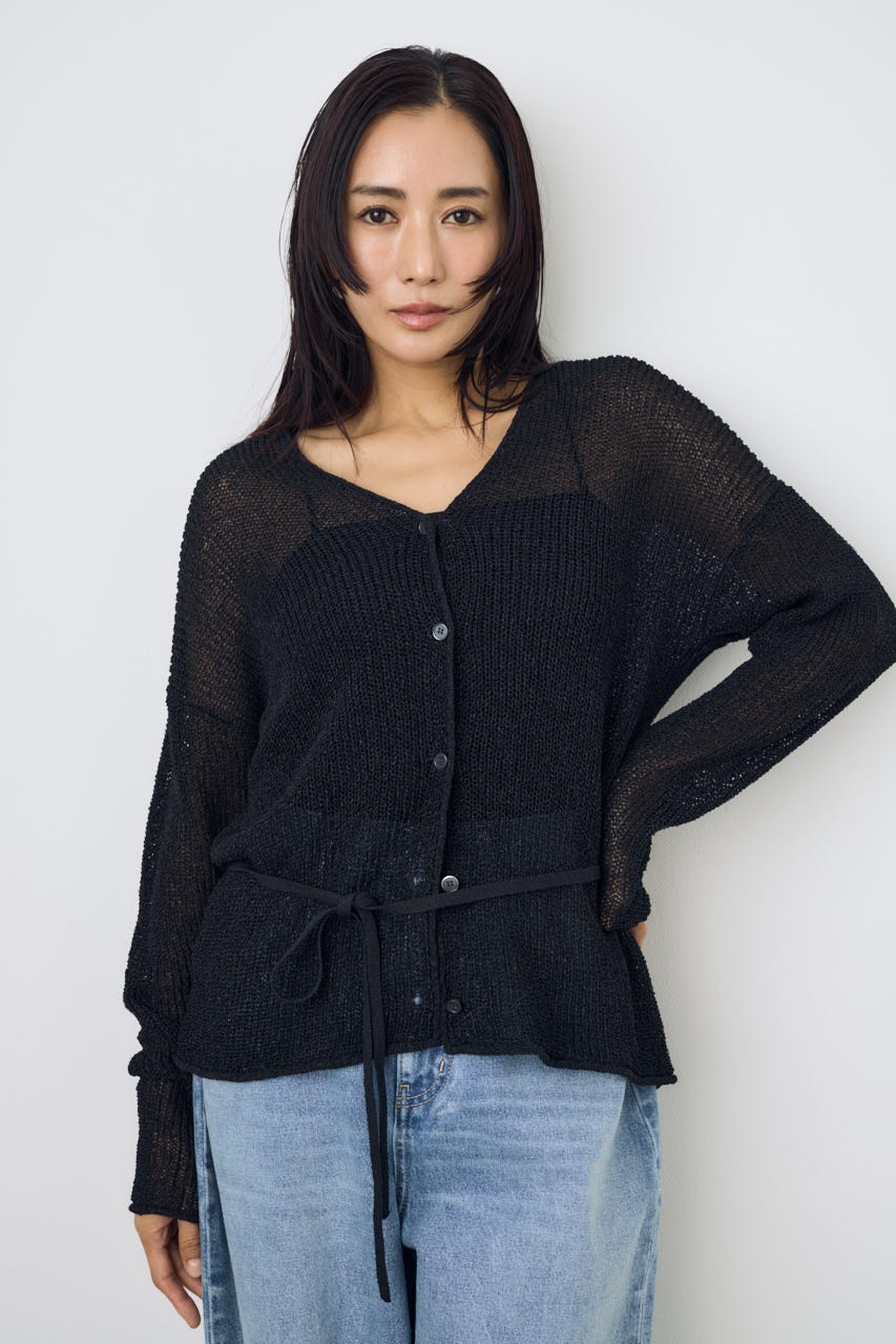 ドライタッチニットVネックカーディガン BLK FREE