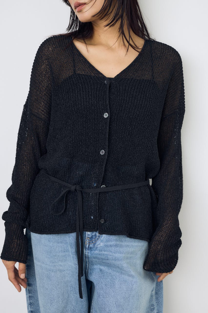 ドライタッチニットVネックカーディガン BLK FREE