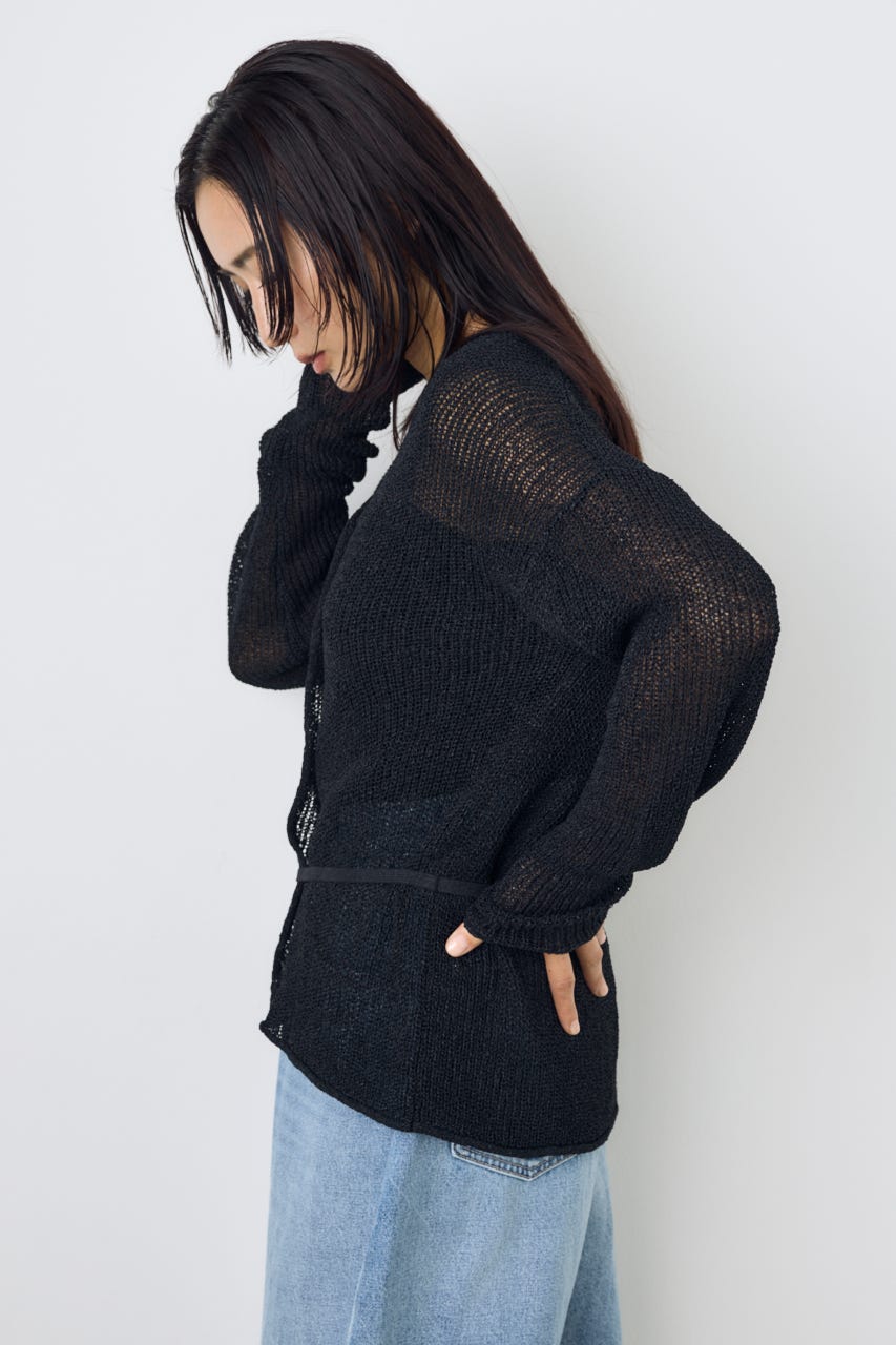 ドライタッチニットVネックカーディガン BLK FREE