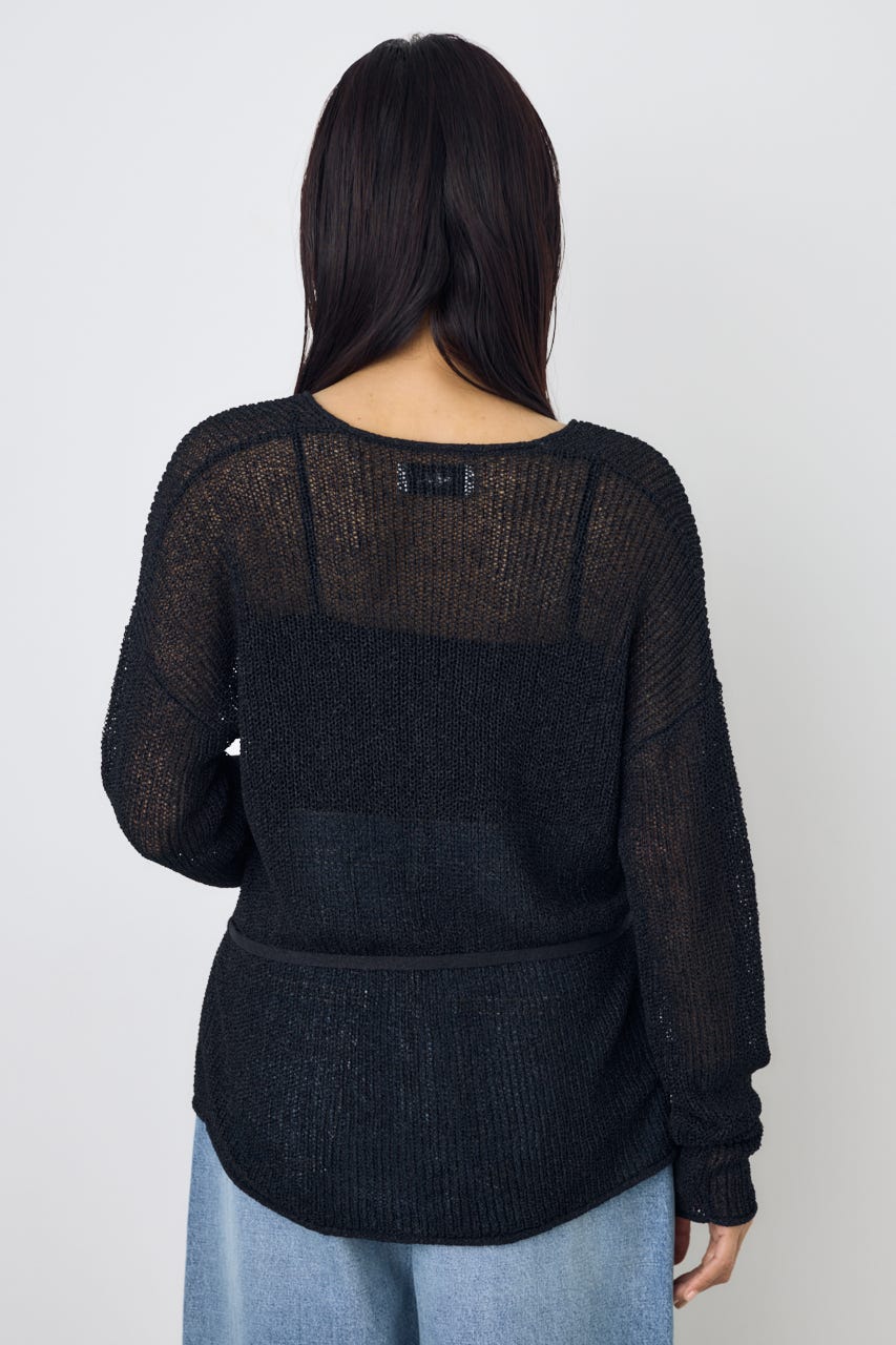 ドライタッチニットVネックカーディガン BLK FREE