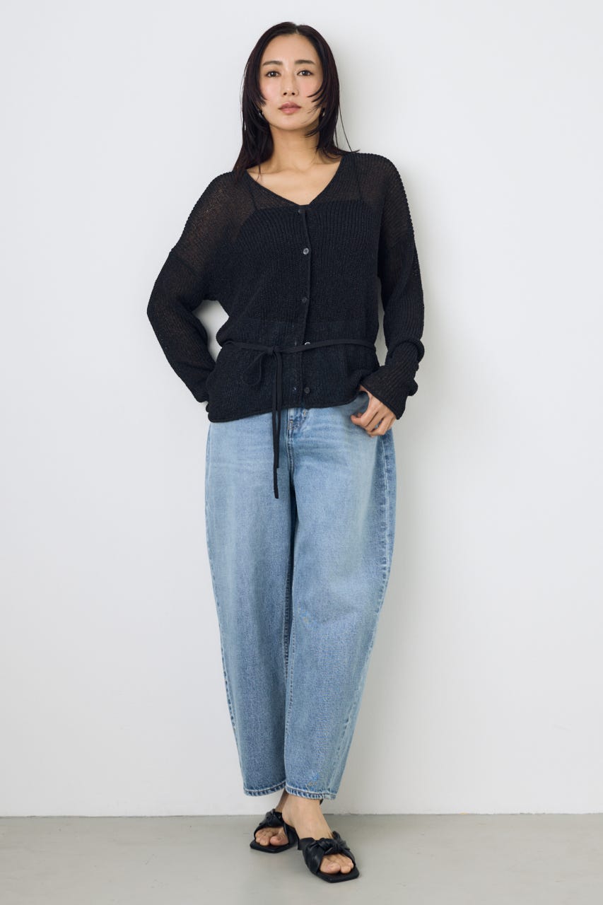 ドライタッチニットVネックカーディガン BLK FREE