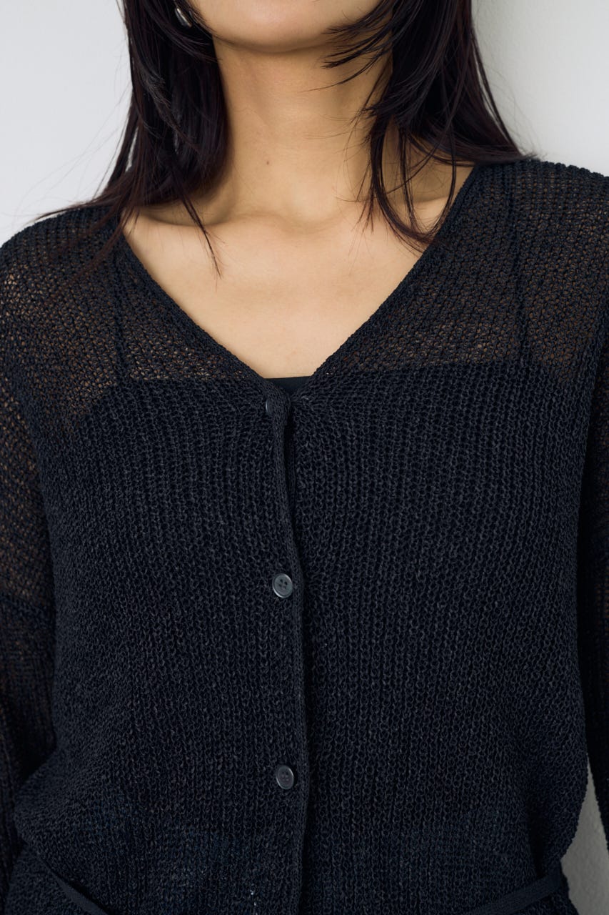 ドライタッチニットVネックカーディガン BLK FREE