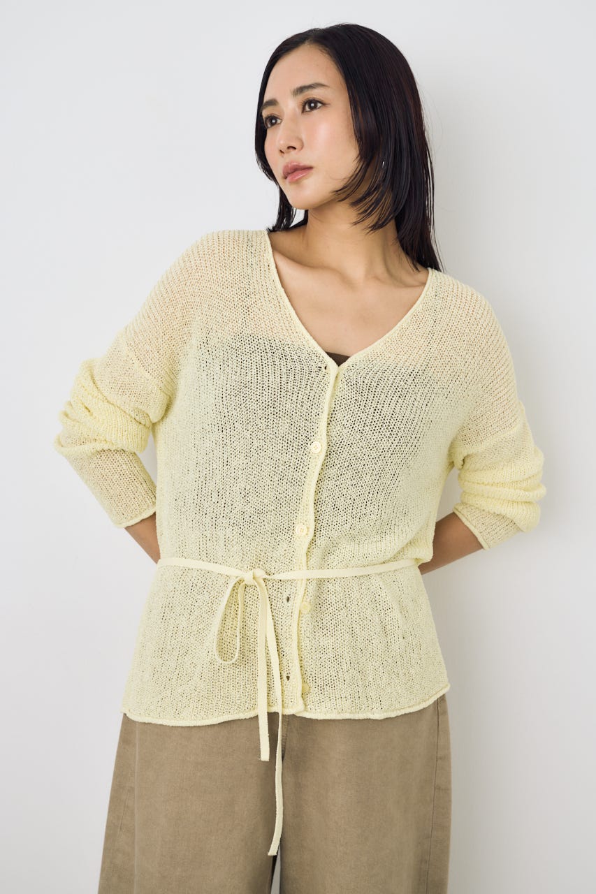 ドライタッチニットVネックカーディガン L/YEL FREE