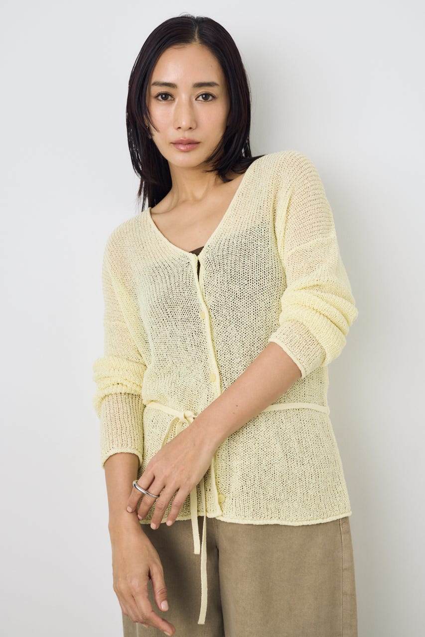 ドライタッチニットVネックカーディガン L/YEL FREE