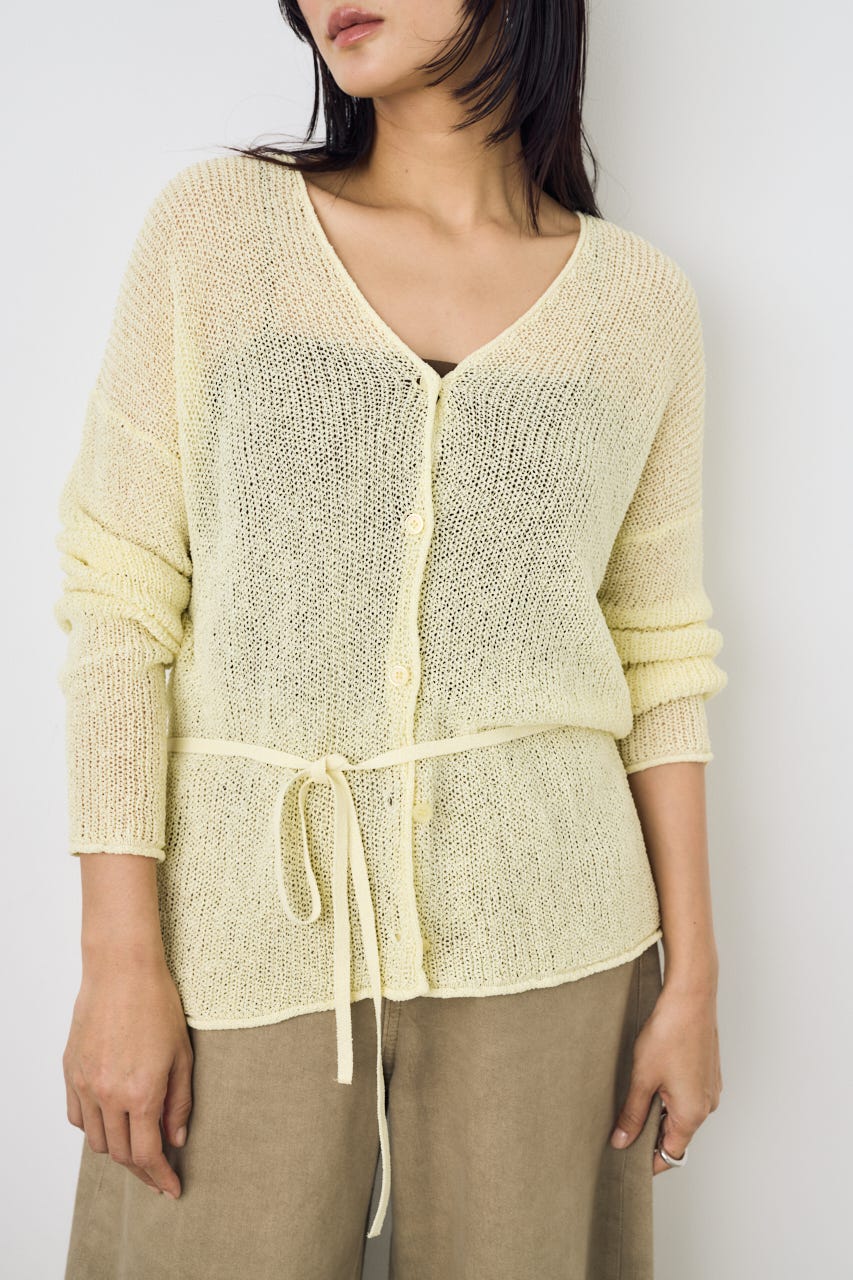 ドライタッチニットVネックカーディガン L/YEL FREE