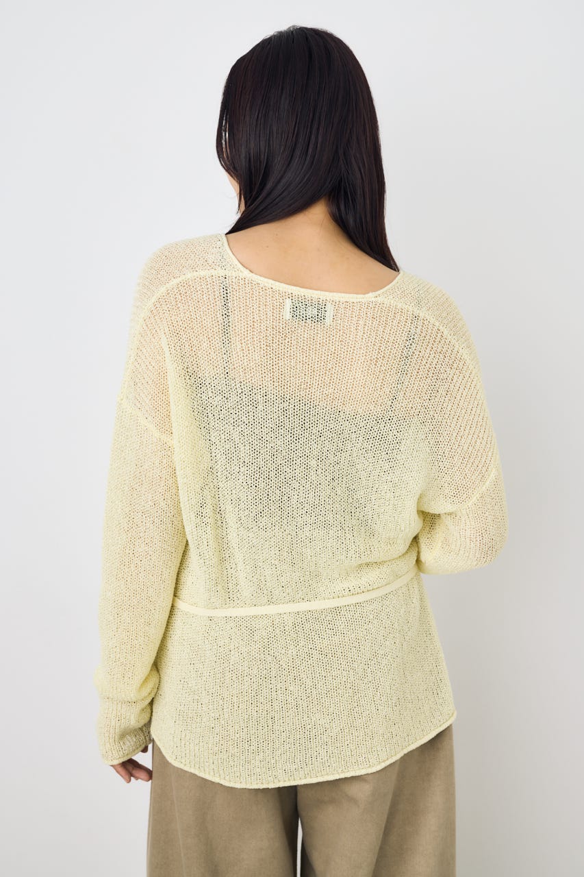 ドライタッチニットVネックカーディガン L/YEL FREE