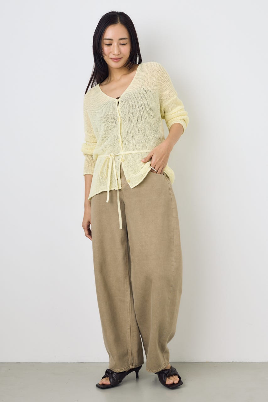 ドライタッチニットVネックカーディガン L/YEL FREE