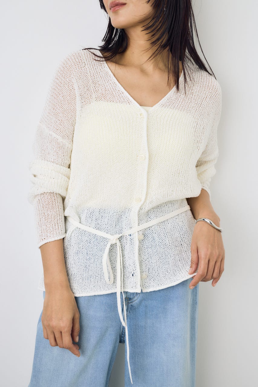 ドライタッチニットVネックカーディガン O/WHT FREE