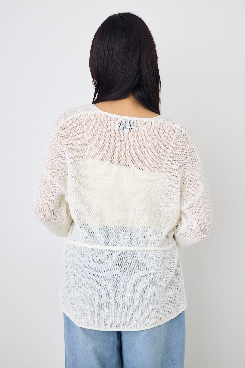 ドライタッチニットVネックカーディガン O/WHT FREE