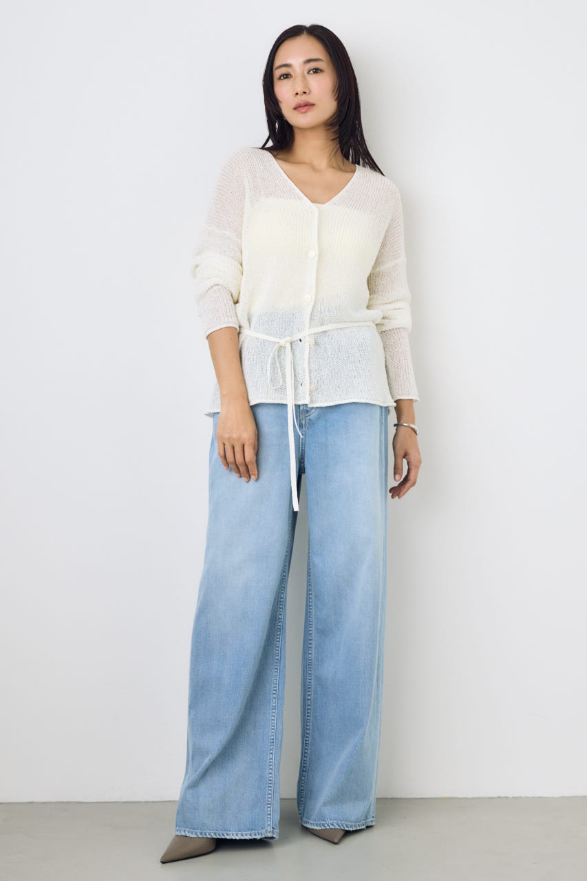 ドライタッチニットVネックカーディガン O/WHT FREE