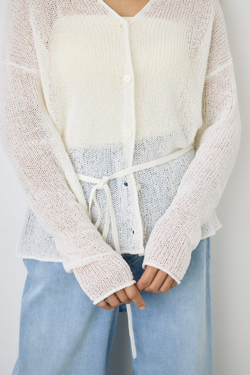 ドライタッチニットVネックカーディガン O/WHT FREE