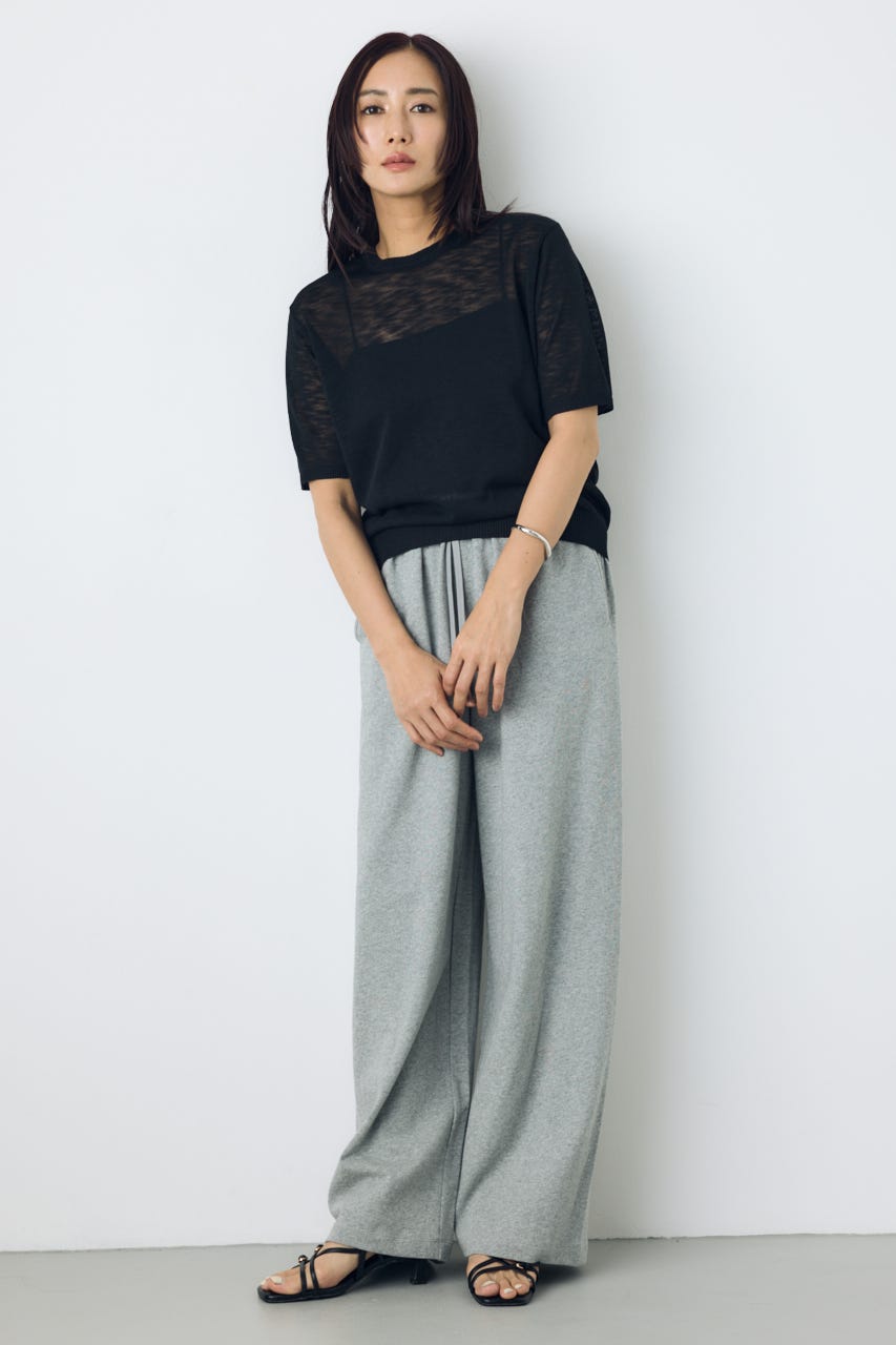 シアークルーネックニットトップス BLK M