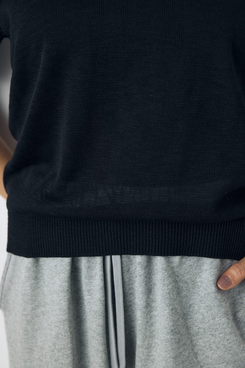 シアークルーネックニットトップス BLK M