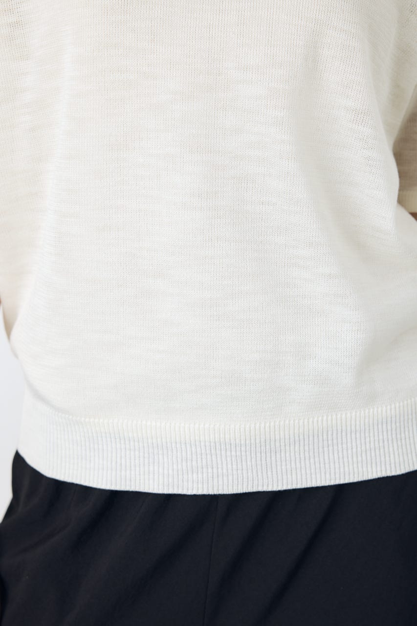 シアークルーネックニットトップス WHT M
