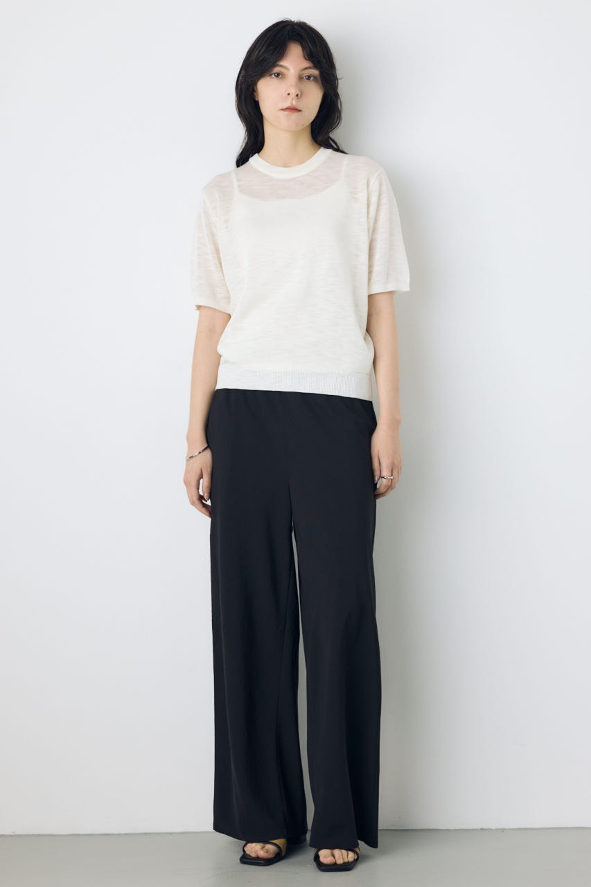 シアークルーネックニットトップス WHT M