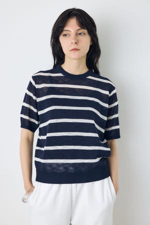 シアークルーネックニットトップス