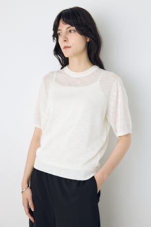 シアークルーネックニットトップス