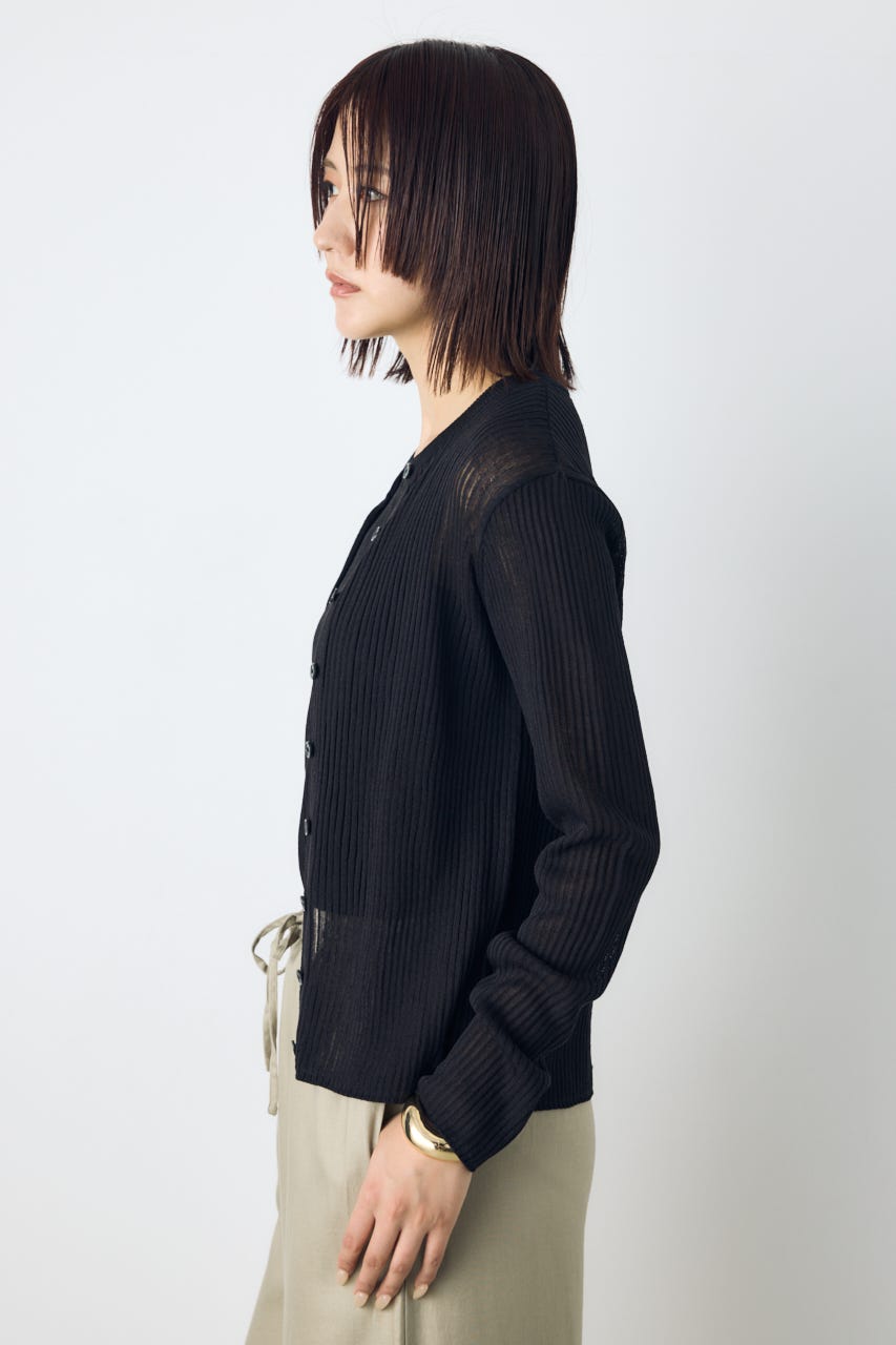 シアーリブ長袖ニットカーディガン BLK S