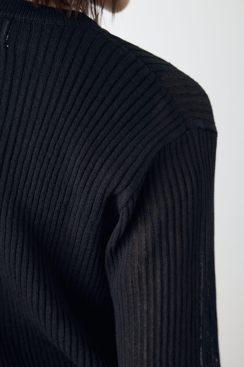 シアーリブ長袖ニットカーディガン BLK S