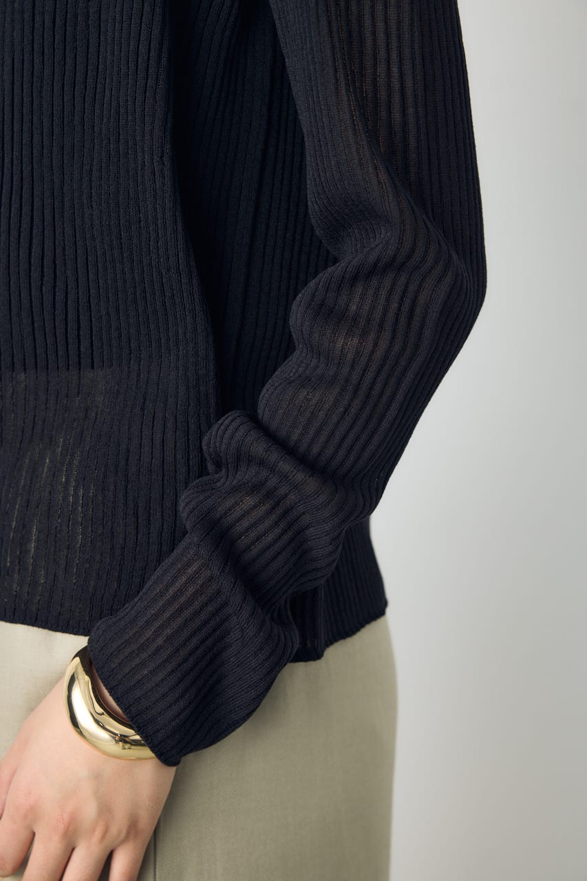 シアーリブ長袖ニットカーディガン BLK S