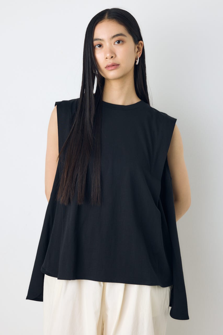 リュクスフローノースリフレアカットトップス BLK M