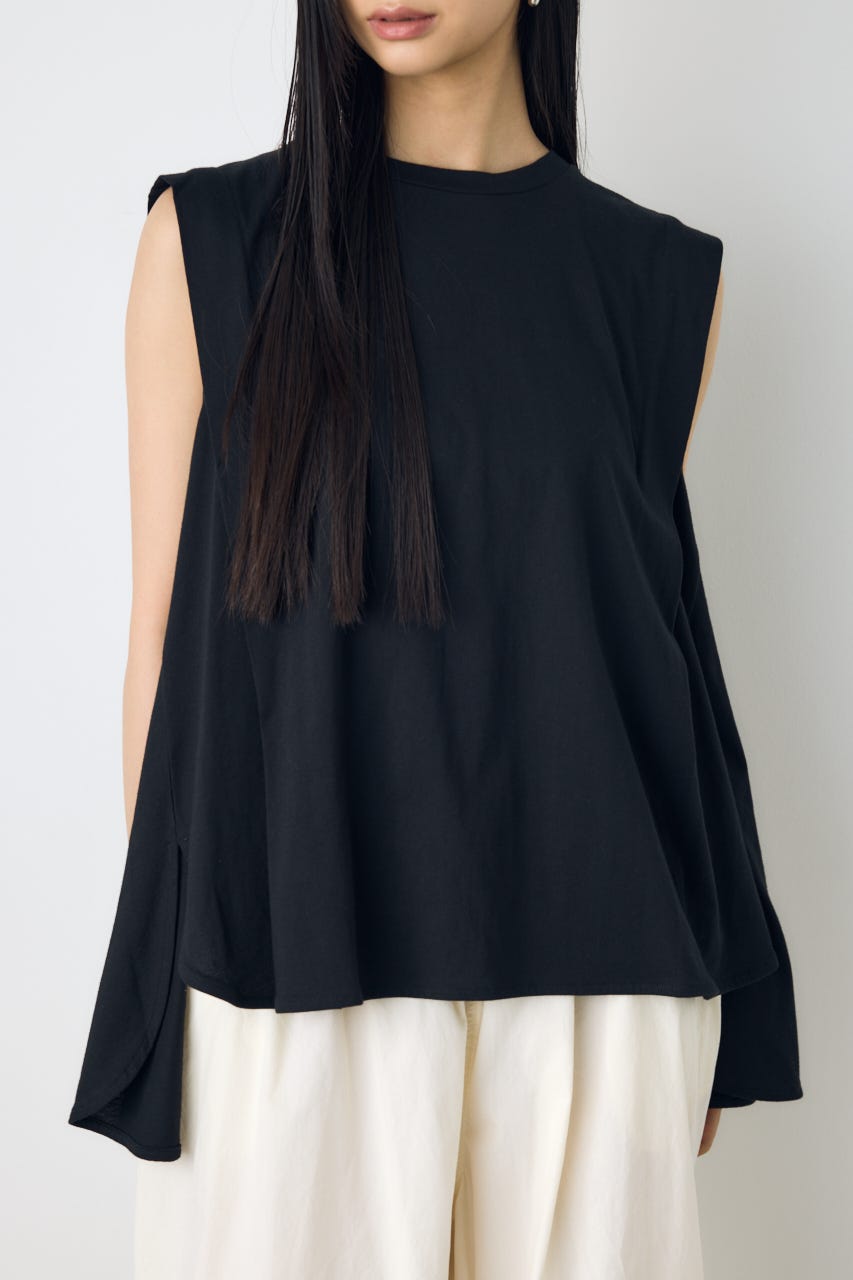 リュクスフローノースリフレアカットトップス BLK M