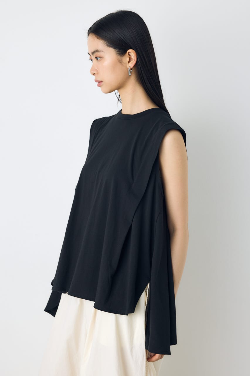 リュクスフローノースリフレアカットトップス BLK M
