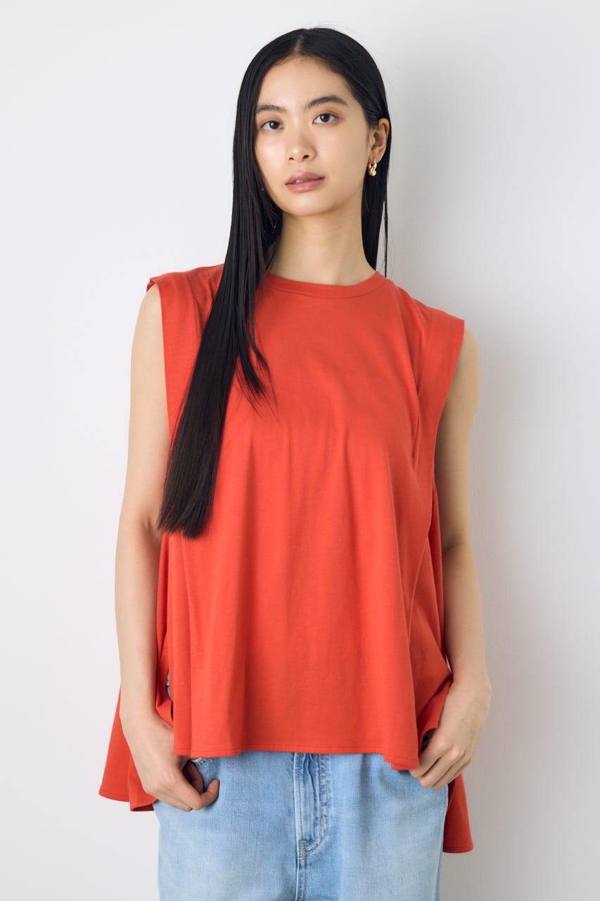リュクスフローノースリフレアカットトップス RED M