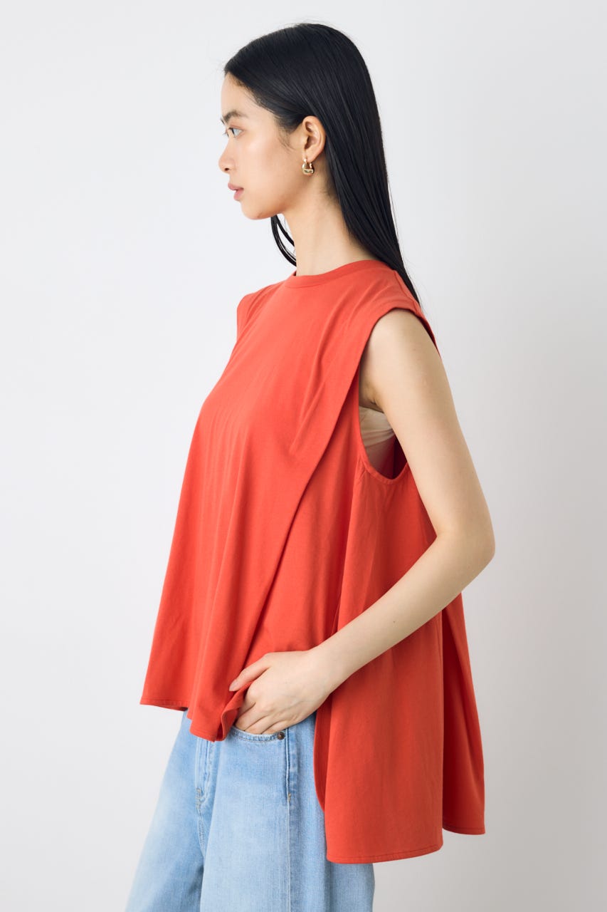 リュクスフローノースリフレアカットトップス RED M