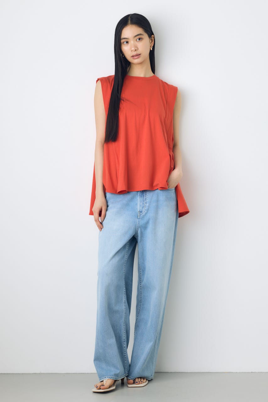 リュクスフローノースリフレアカットトップス RED M
