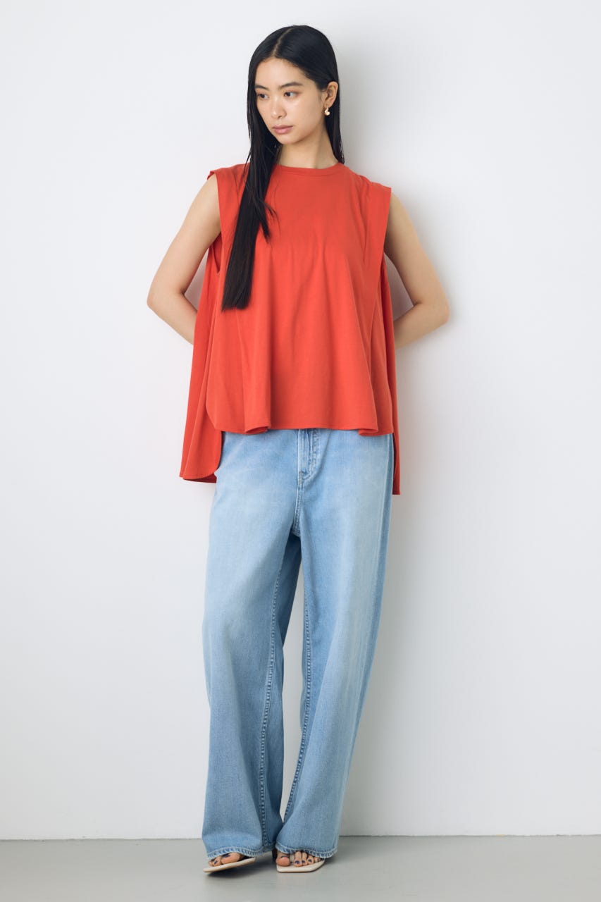 リュクスフローノースリフレアカットトップス RED M