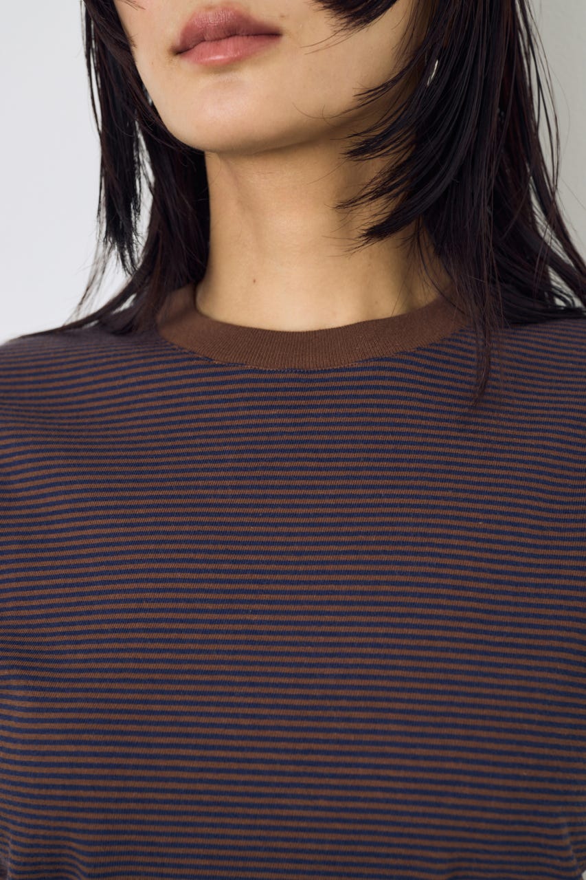 ミニボーダーTシャツ 柄BRN M
